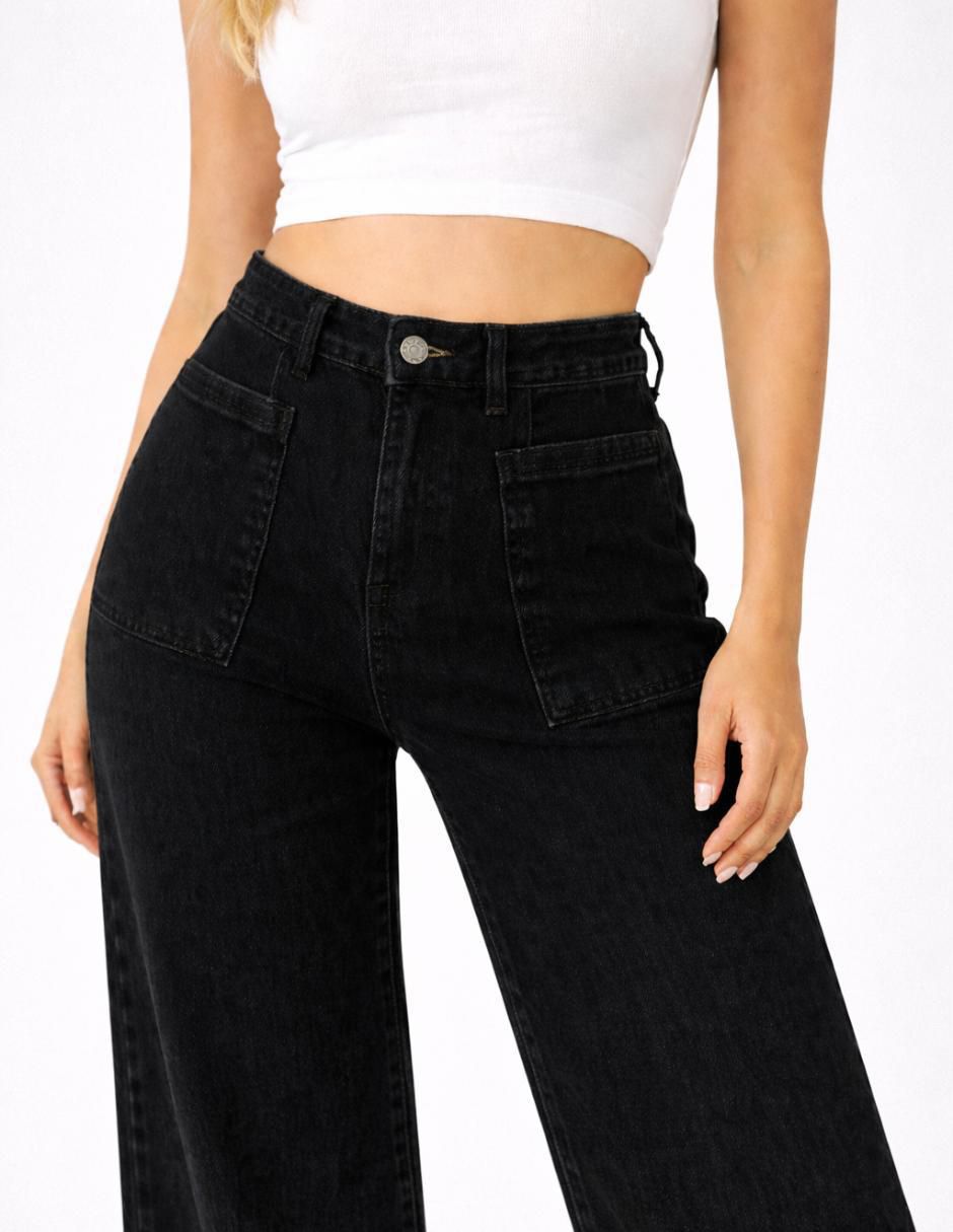 Jeans wide leg cintura alta para mujer 4