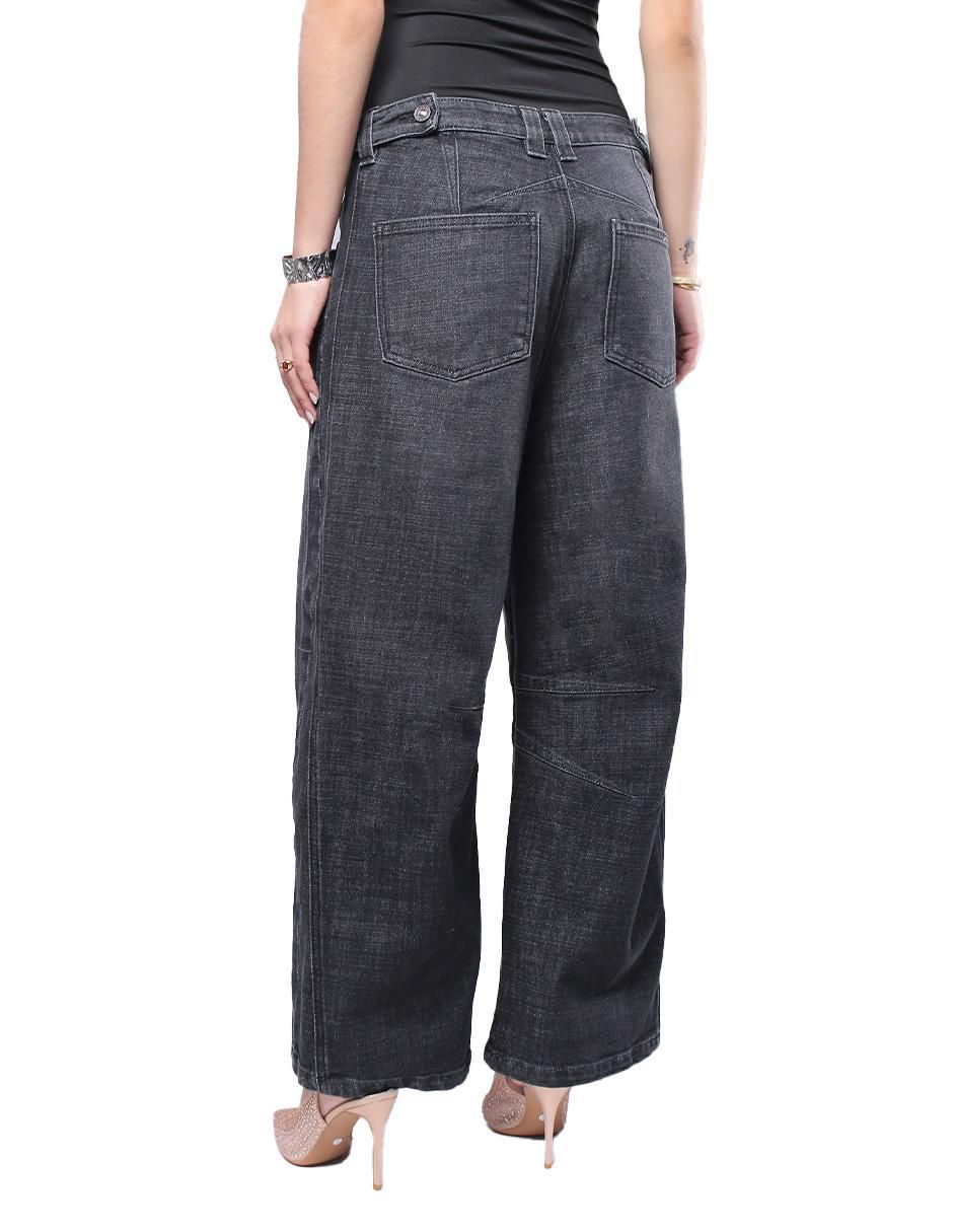 Jeans relaxed barrel media cintura para mujer 3