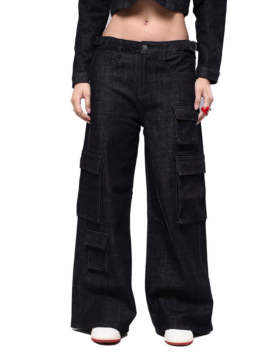 Jeans relaxed amplio cintura baja para mujer