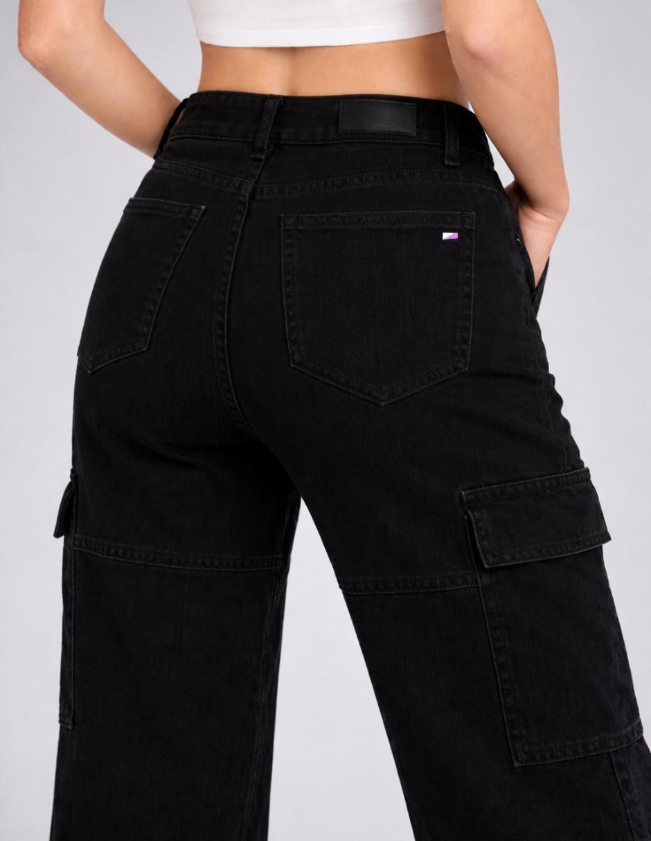 "jeans/jegging/jeans jogger" cargo wide leg cintura alta obs jeans 25339-d "para mujer"