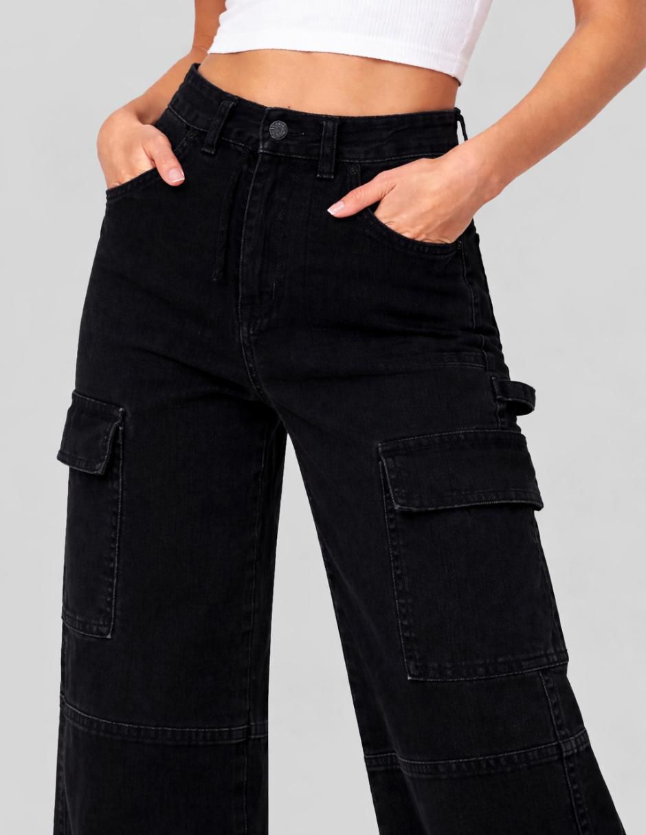 "jeans/jegging/jeans jogger" cargo wide leg cintura alta obs jeans 25339-d "para mujer"