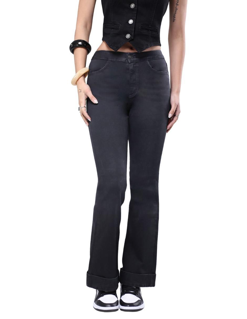 Jeans boot media cintura para mujer