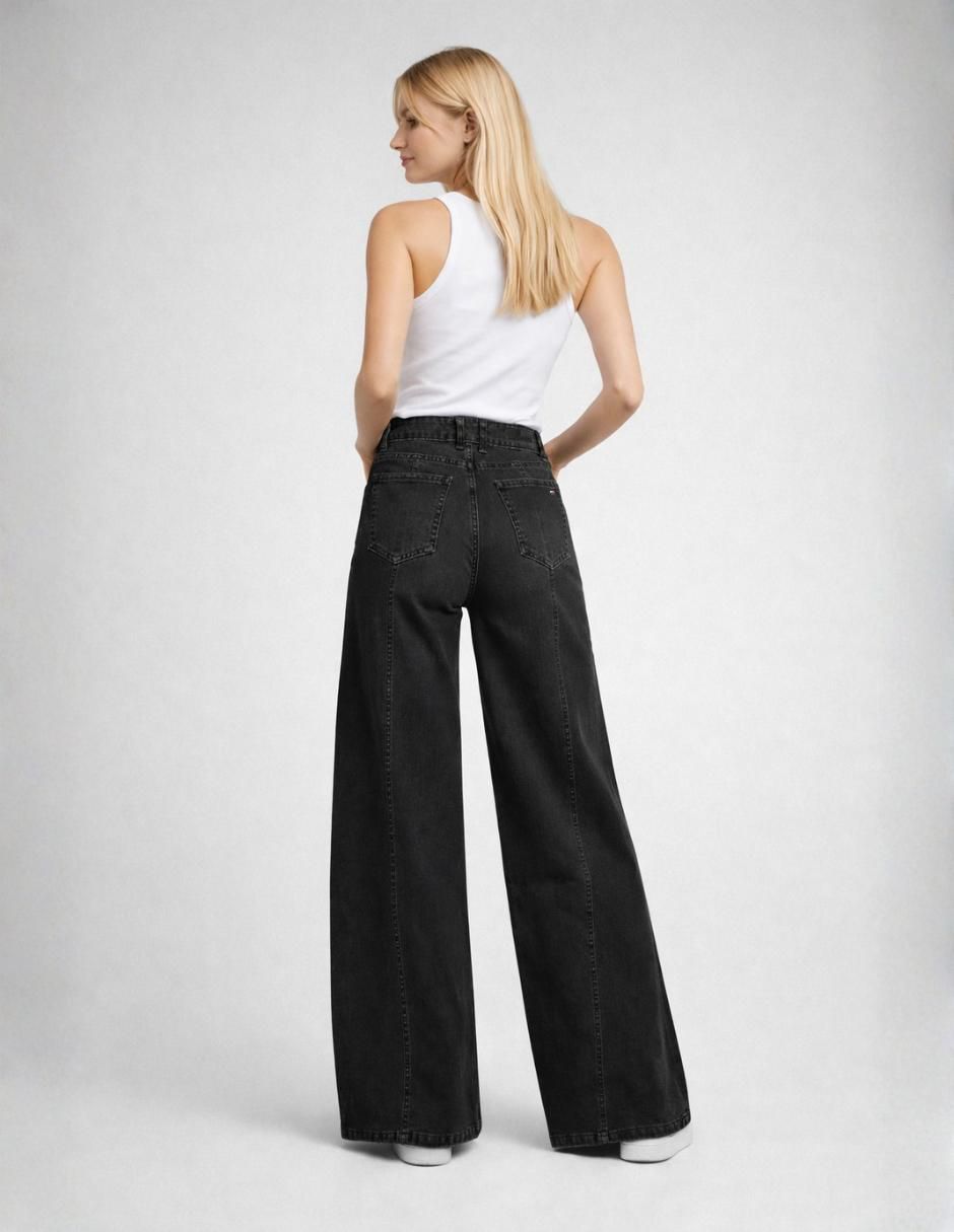 Jeans wide leg a la cintura alta para mujer 4