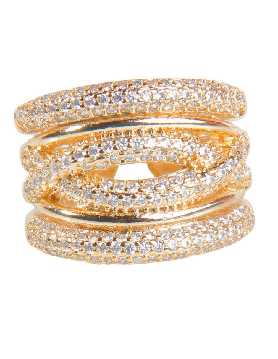 Anillo Imperio con acabado baño de oro 18 K zirconia