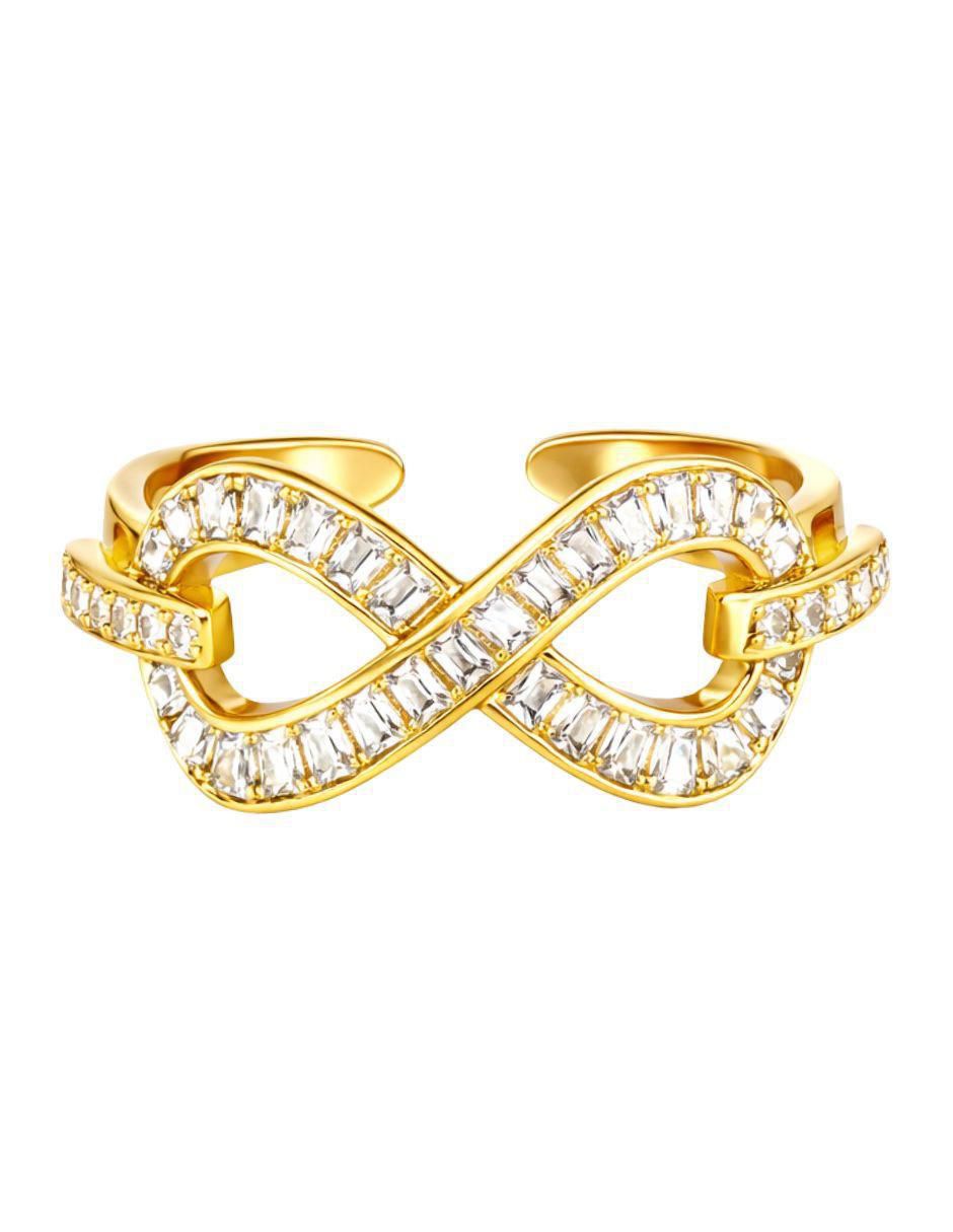 Anillo de infinito Eterno con acabado baño de oro 18 K zirconia