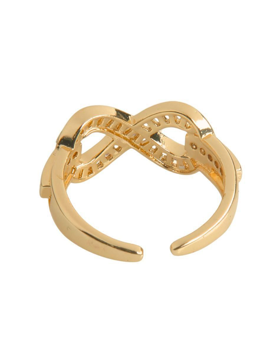 Anillo de infinito Eterno con acabado baño de oro 18 K zirconia 2