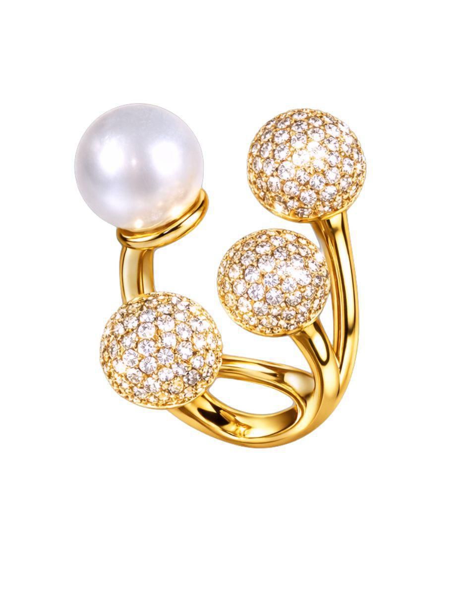 Anillo Constelación con acabado baño de oro 18 K zirconia