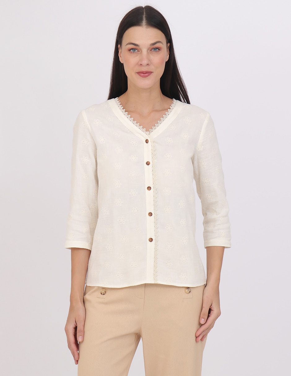 Blusa Grupo Estoril manga 3/4 para mujer