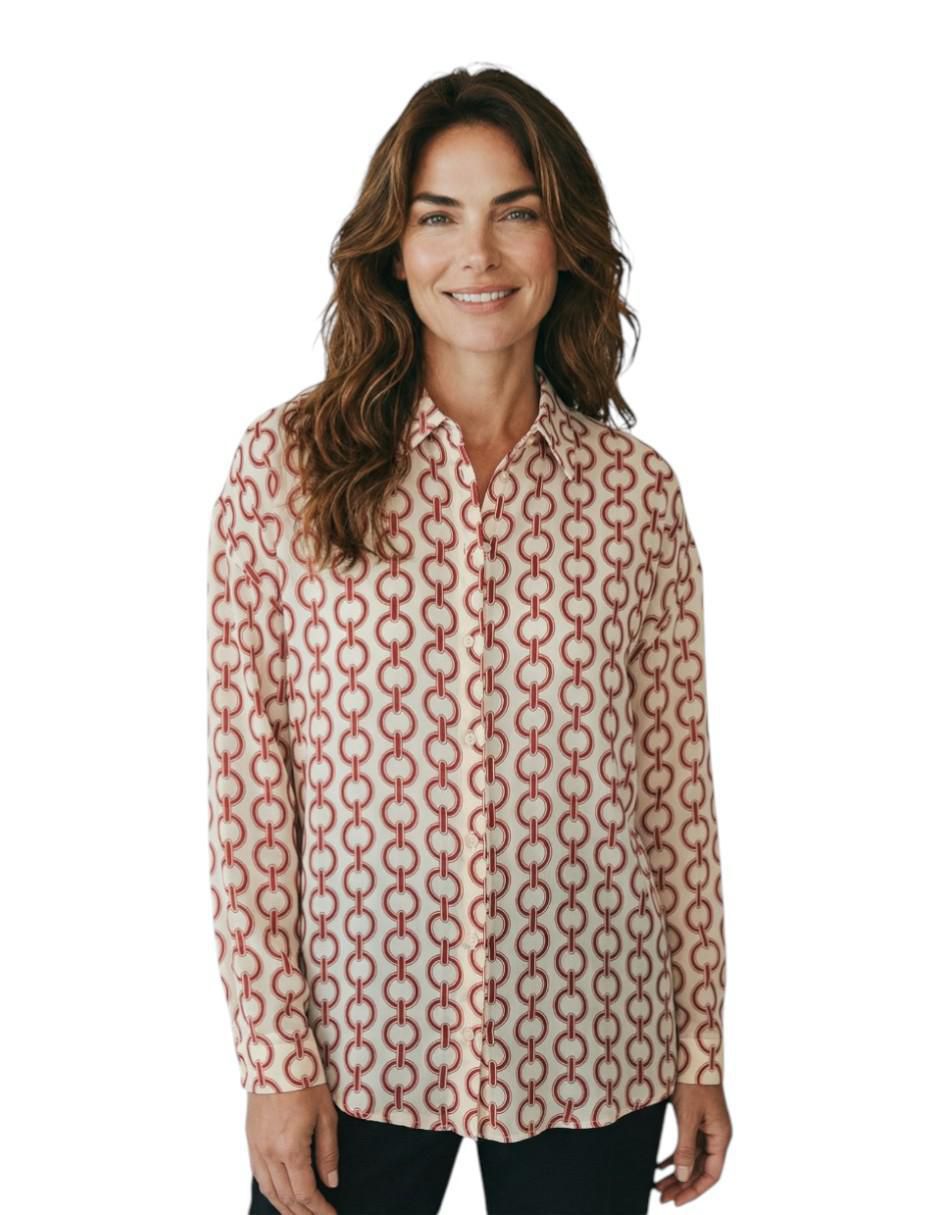 Blusa camisera manga larga para mujer
