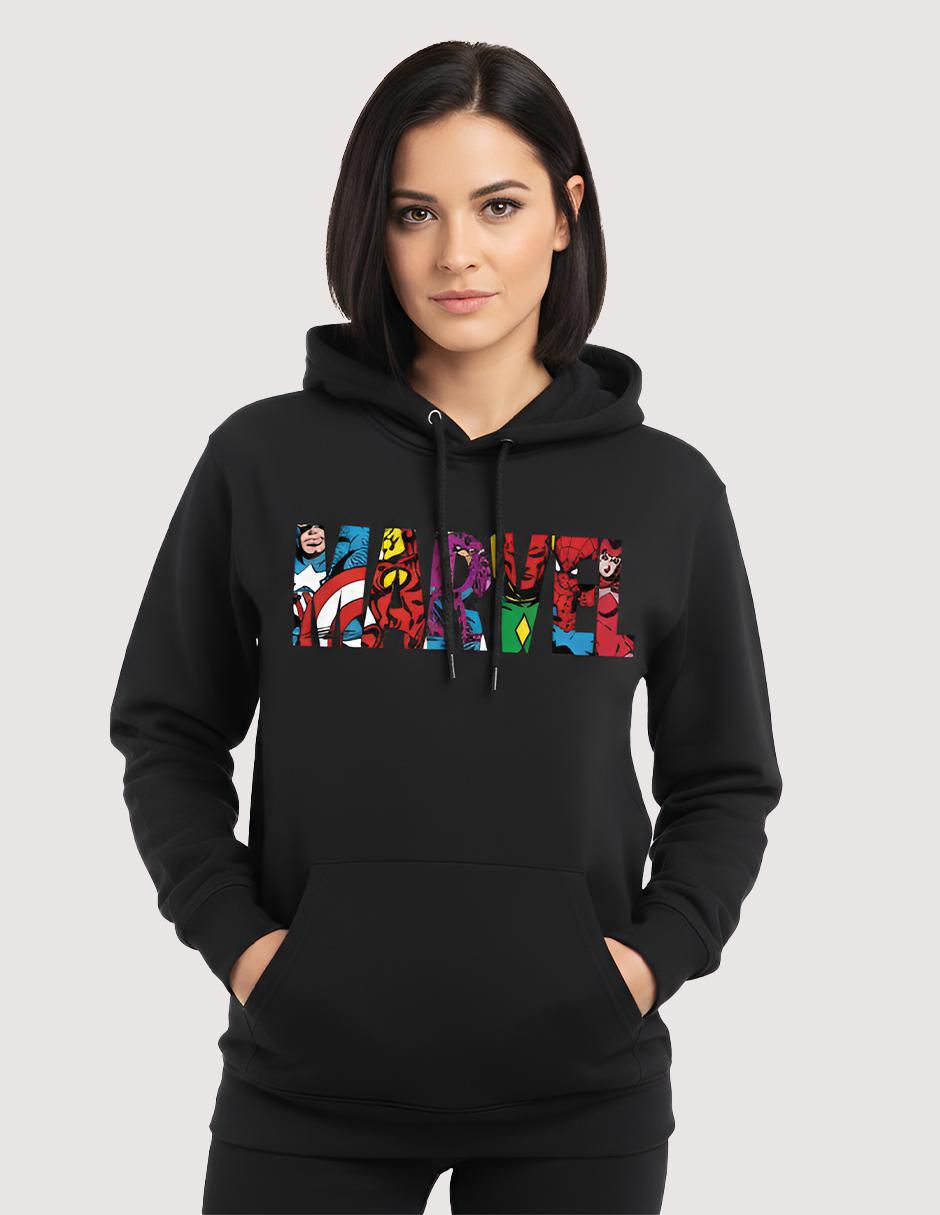 Sudadera con capucha y bolsa Universo Marvel para mujer