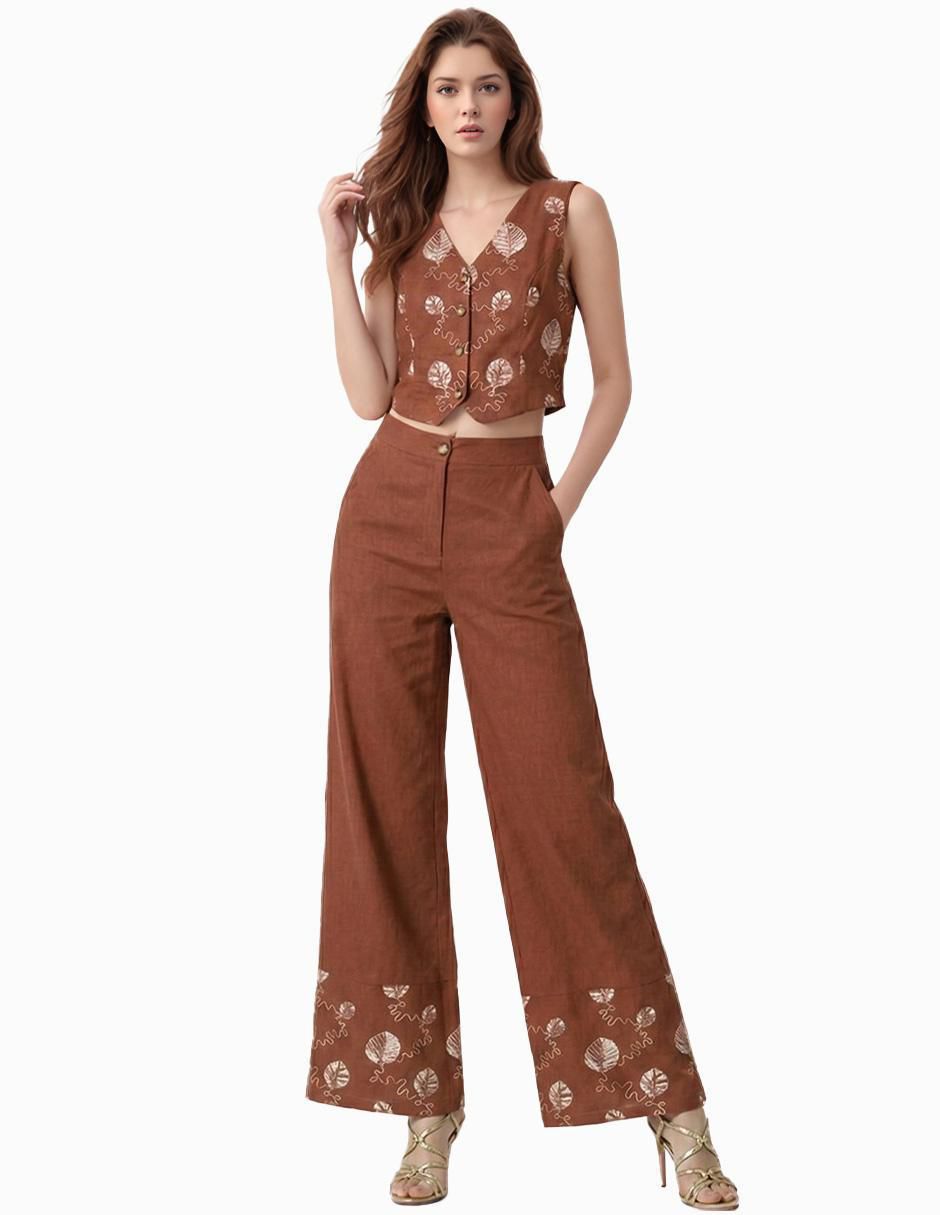 Conjunto business casual de lino para mujer