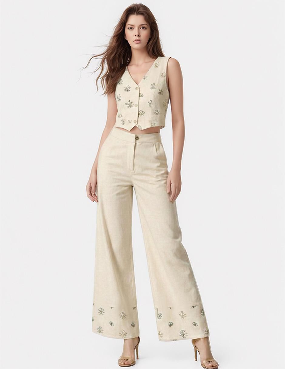 Conjunto business casual okboth bordado "de" lino "para" no aplica mujer
