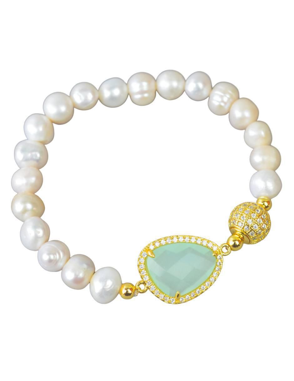 Pulsera con acabado baño de oro 18 k con zirconia Eleganza