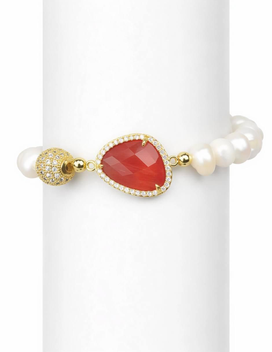 Pulsera yoiko "de" aleación de metal "con" zirconia 18 k eleganza "acabado"