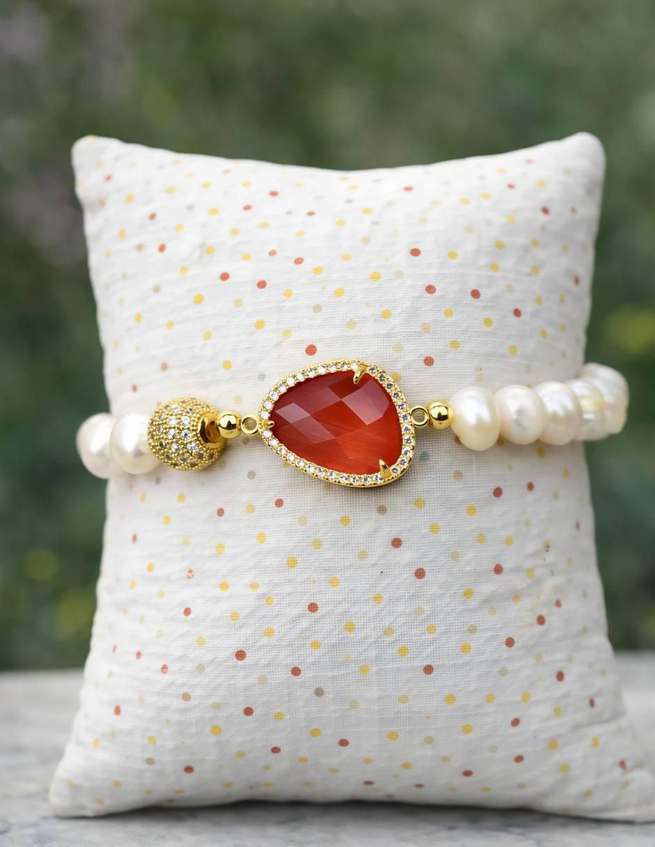 Pulsera yoiko "de" aleación de metal "con" zirconia 18 k eleganza "acabado"